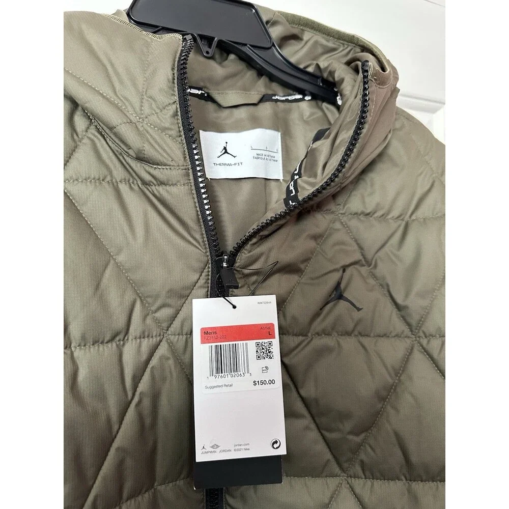 Size L Nike Air Jordan Therma-FIT Repel Jacket Olive Green FZ3162-222 Mens NEW